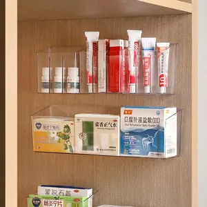 Japanese Style Wall Mounted Transparent Storage Box Clear PET Plastic Medicine Organizer Shelf For Kitchen Bathroom Home