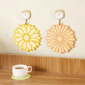 Sunflower and daisy shaped soft rubber heat resistant floral placemats and coasters