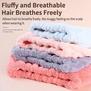 Soft absorbent microfiber hair drying towel caps set for kids and adults quick-dry wrap