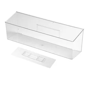 Japanese style transparent wall-mounted storage box with adhesive strip for home organization
