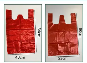 Detailed dimensions of large red disposable plastic storage bags for moving and quilts