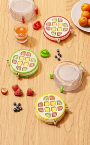 Cubiteras redondas creativas para cubitos de fruta con tapas de colores y asas funcionales