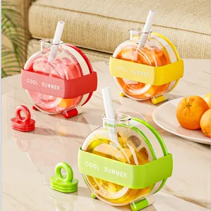 Botella Portátil para Hacer Hielo 2 en 1 Cubitera y Botella de Agua Molde de Hielo Circular a Presión para Cocina Viaje Exterior