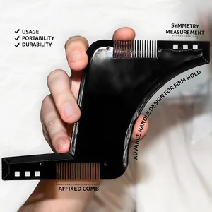 Primer plano de guía para barba con diseño simétrico y mango de gran agarre