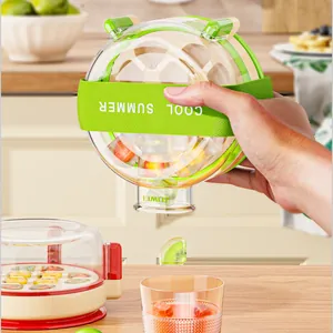 Botella portátil redonda para hacer cubitos de hielo con correa verde y fruta