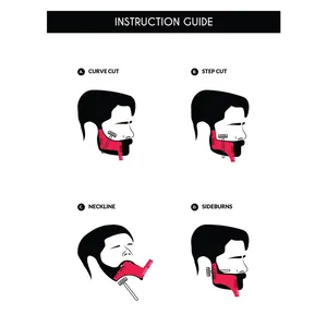 Guía de instrucciones para plantilla de peinado de barba en cuatro pasos