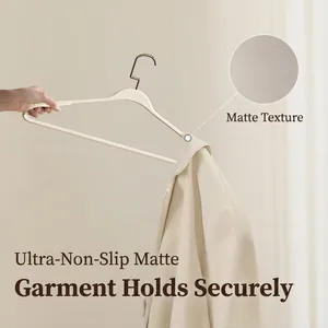 Wide shoulder non-slip clothes hanger with matte texture for heavy coats and suits