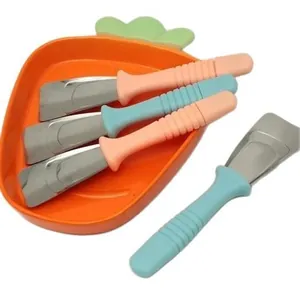 Set de grattoirs à glace en acier inoxydable avec base en forme de carotte