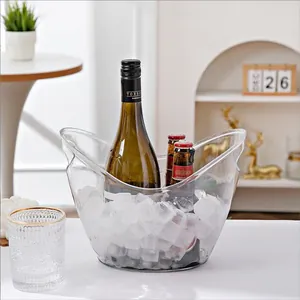 Large capacity transparent acrylic ice bucket for chilling wine and beer in bars