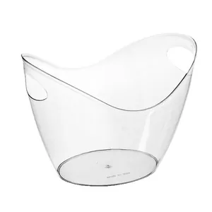 Large transparent acrylic ice bucket with portable dual handles for chilled bar drinks
