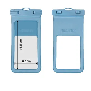 Custodia impermeabile per telefono blu con finestra e dimensioni interne 16,5x8,5 cm