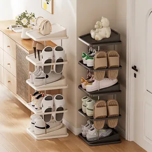 Integrated multi-tier vertical shoe rack for space-saving entryway storage solutions