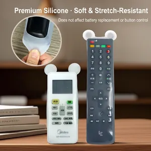 Waterproof transparent silicone remote control protective cover with cute bear ears design