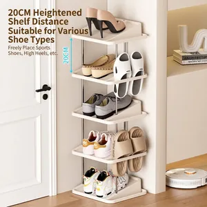 5-tier corner shoe rack space-saving cream white storage shelf for narrow entryways