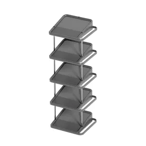 Integrated 5-tier foldable shoe rack organizer for space-saving home entryway storage