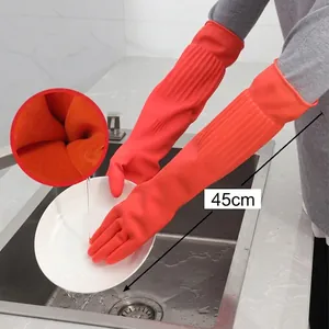 Gants de vaisselle professionnels en caoutchouc imperméables de 45 cm avec doublure chaude