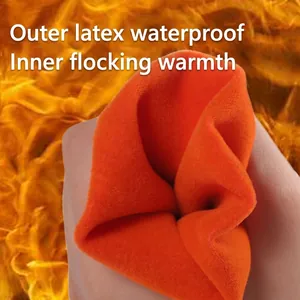 Gants de ménage en latex imperméables avec doublure chaude en flocage orange hiver