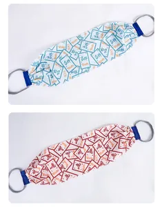Detailed view of long exfoliating back scrubber towels with blue and red patterns