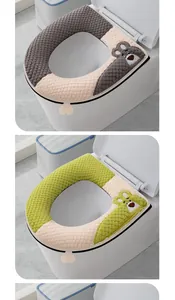Housse de siège de toilette en peluche douce avec fermeture éclair et motif ours
