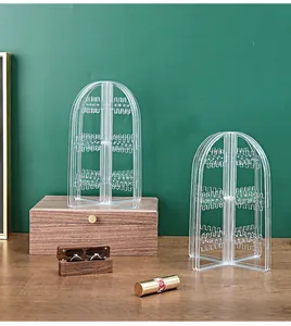 Transparent acrylic arch-shaped jewelry display stand for earrings and necklaces