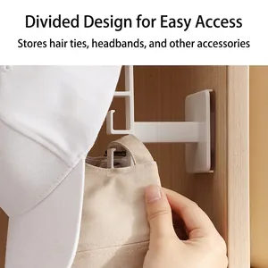 Minimalist White L-Shaped No-Drill Storage Rack Wall Mounted Headband Hair Accessories Hat Organizer ABS Hanging Rail For Closet