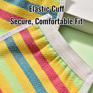 Multicolor striped exfoliating washcloth glove with elastic cuff for body scrub