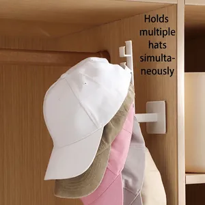Versatile no-drill L-shaped wall hook for multi-cap storage and wardrobe organization