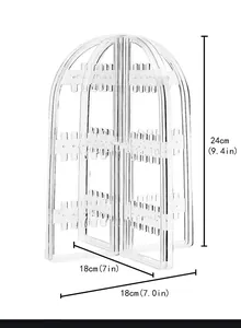 Detailed dimensions of transparent acrylic earring display stand organizer