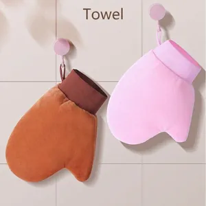 Self Tanning Mitt Applicator For Body Lotion Sunless Tanner Glove Microfiber Flocking Tanning Applicator With PE Waterproof Liner