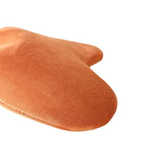 Soft velvet tanning mitt applicator glove for body lotion and sunless tanner
