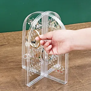 Large capacity transparent acrylic jewelry organizer stand for earrings and necklaces