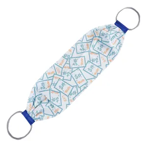 Long exfoliating back scrubber towel with dual handles for shower and deep skin cleansing.