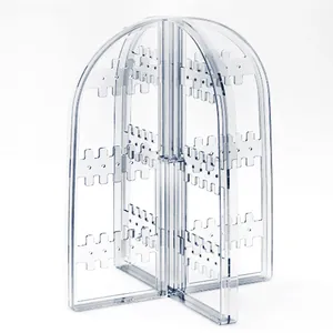 Clear foldable acrylic jewelry organizer and earring display stand for home storage