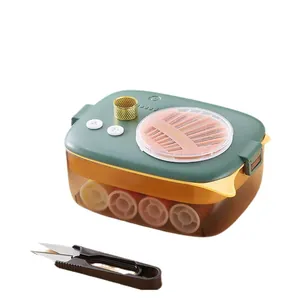 Portable multifunctional sewing kit box with assorted needles thread and mini scissors