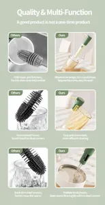3-in-1 microphone style bottle brush set with lid crevice cleaning tools in green