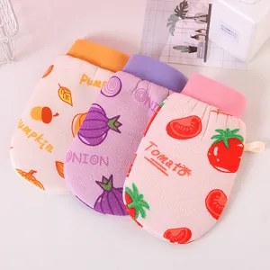 Exfoliating Bath Gloves For Adults Double Sided Thickened Shower Mitts Cartoon Printed Rayon Polyester Body Scrub Washcloth