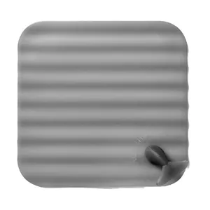 Grijze siliconen walvis afvoer deksel voor badkamer geurpreventie met golvende text.