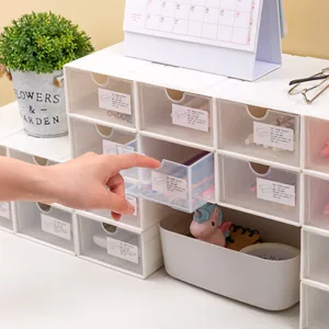 Caja de Almacenamiento de Cajón de Escritorio de Plástico Modular Organizador de Papelería Apilable para Dormitorio de Estudiantes Oficina