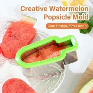 Edelstahl Wassermelonen-Schneider Eis-am-Stiel-Form Obstschneider DIY Küchenhelfer Form Schutzgriff Sommerparty