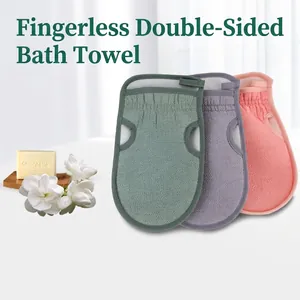 Exfoliating Bath Mitt Double Sided Scrub Towel Finger Hole Design Polyester Frosted Texture Body Scrubber Deep Cleaning Washcloth Bathroom Accessories