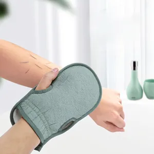 Double-sided exfoliating bath glove with open-finger design for deep skin cleaning