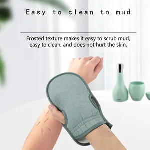 Exfoliating bath glove with frosted texture and fingerless design for skin cleaning