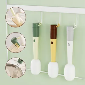 3-in-1 multifunctional bottle brush set with sponge head and lid crevice cleaner