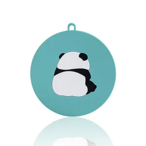 Sottobicchiere in silicone blu con panda, resistente al calore e antiscivolo per tavola