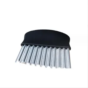 Stainless steel wavy potato slicer crinkle cutter tool with ergonomic black handle