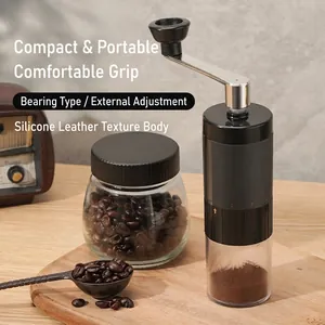 Adjustable Manual Coffee Grinder With Ceramic Burr 304 Stainless Steel Hand Crank Portable Coffee Bean Mill For Espresso Home