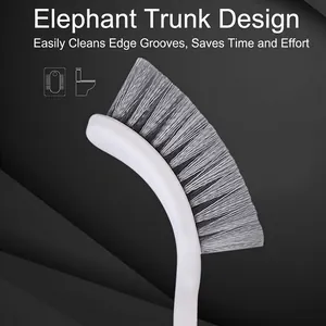 Wall-mounted curved head toilet brush with dense bristles for deep bathroom cleaning