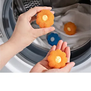 Balle de Nettoyage de Machine à Laver Balle de Lavage Anti-Enroulement Réutilisable Éponge Dissolvante de Poils d'Animaux de Compagnie en Forme de Fleur