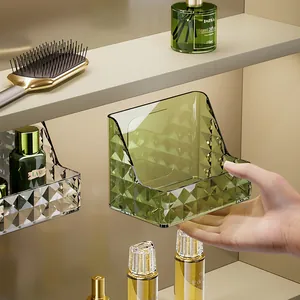 Organizzatore per cosmetici in acrilico con motivo a diamante per armadietto a specchio
