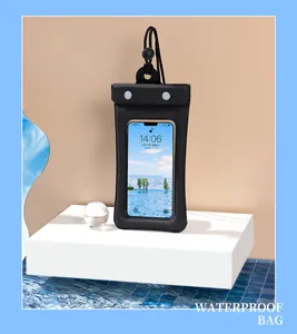 Pochette de téléphone étanche flottante avec fenêtre tactile et cordon dans piscine